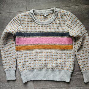 Madewell blue tan pattern strip knit sweater size XXS